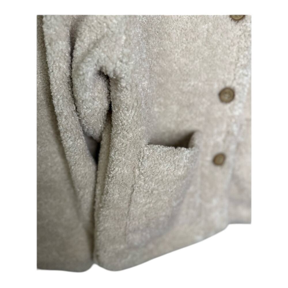 FEW MODA New York Teddy Jacket Medium beige Fuzzy coat large buttons collared - Picture 4 of 8